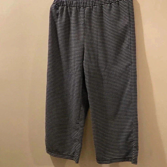 Madewell elastic waist blue and white stripe wide leg crop pants - Picture 1 of 5